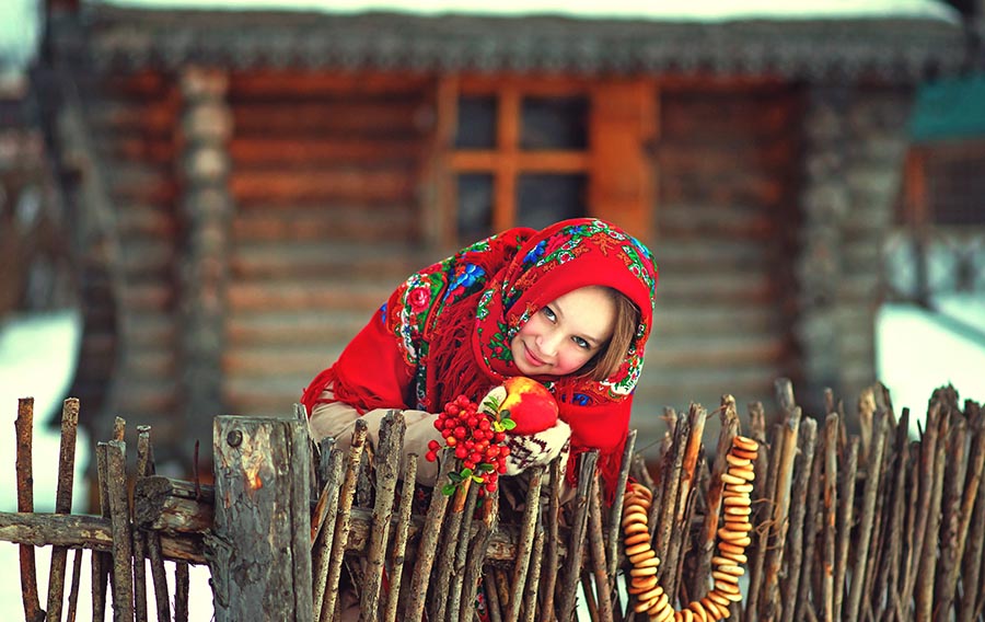 Sexy girl Women in Slavic costumes in Vientiane