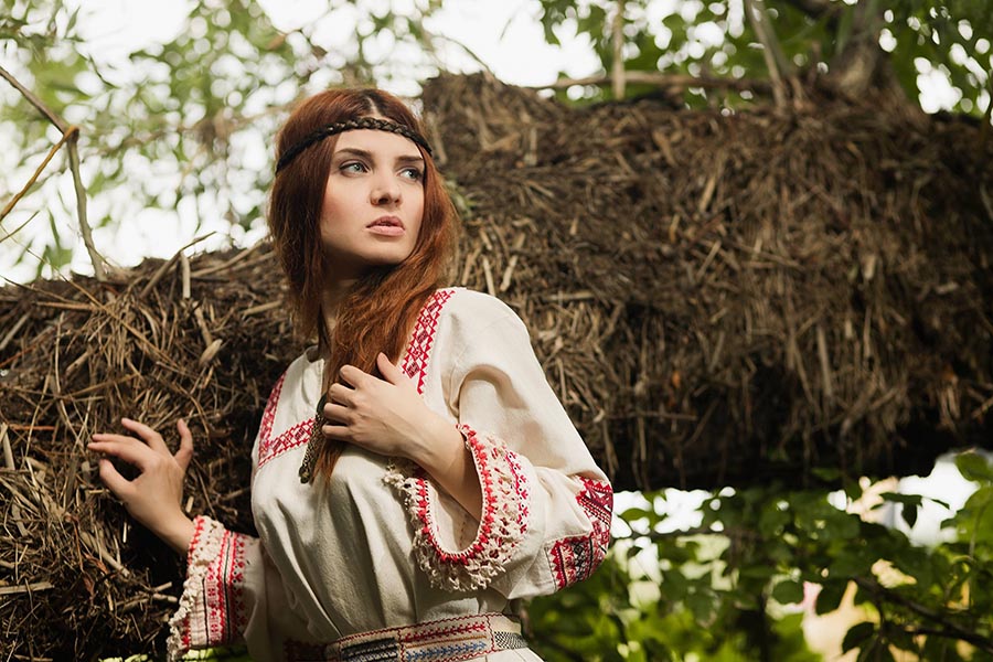 Women in Slavic costumes in Vientiane